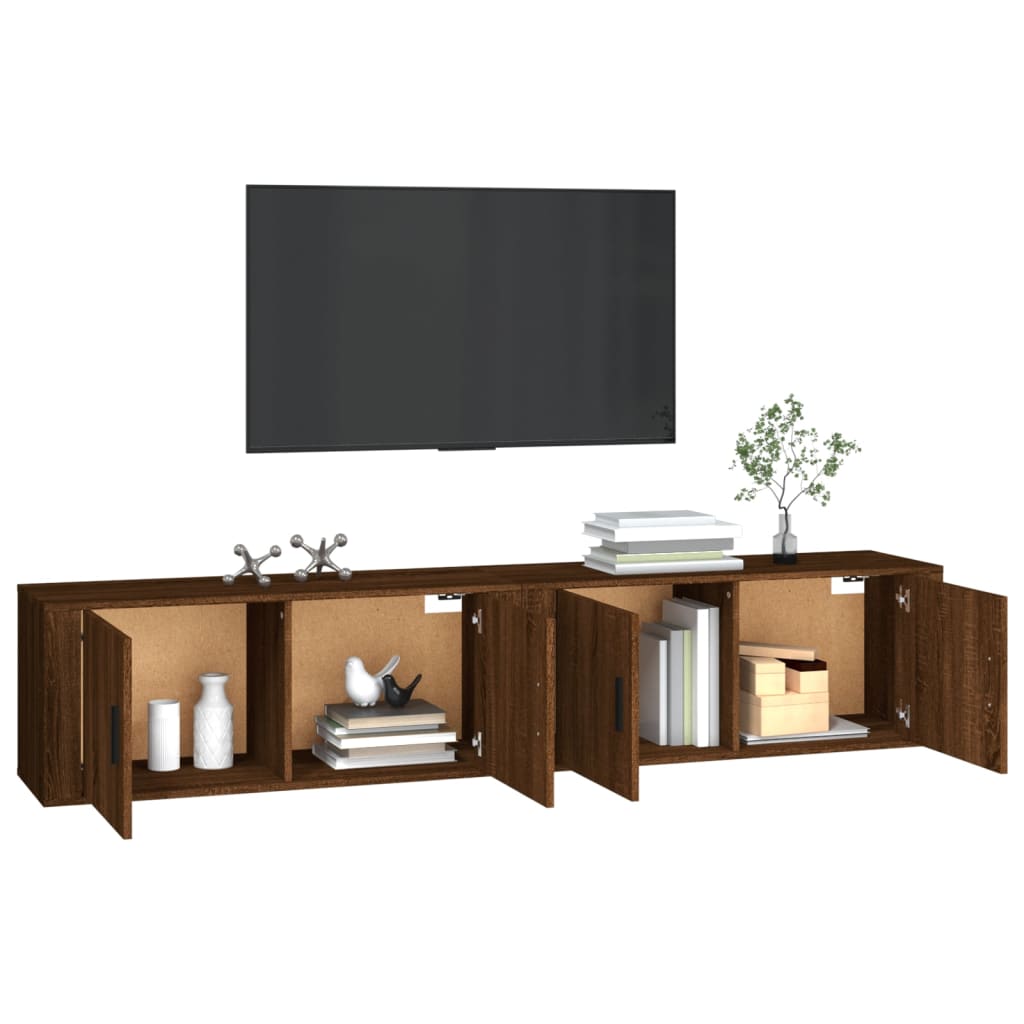 Seinäkiinnitettävät TV-tasot 2 kpl ruskea tammi 100x34,5x40 cm - Sisustajankoti.fi