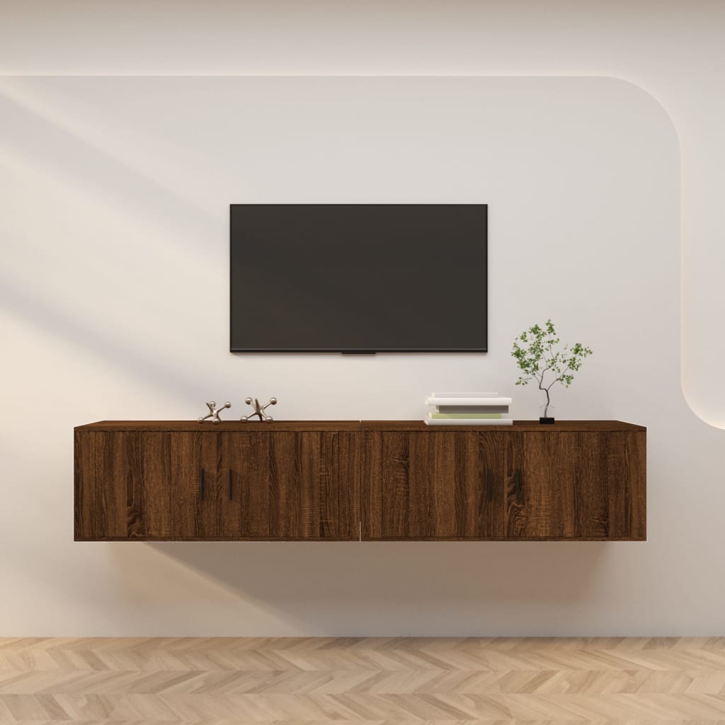 Seinäkiinnitettävät TV-tasot 2 kpl ruskea tammi 100x34,5x40 cm - Sisustajankoti.fi