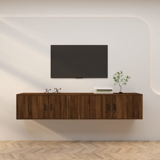 Seinäkiinnitettävät TV-tasot 2 kpl ruskea tammi 100x34,5x40 cm - Sisustajankoti.fi
