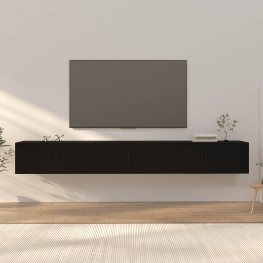 Seinäkiinnitettävät TV-kaapit 3 kpl musta 100x34,5x40 cm - Sisustajankoti.fi