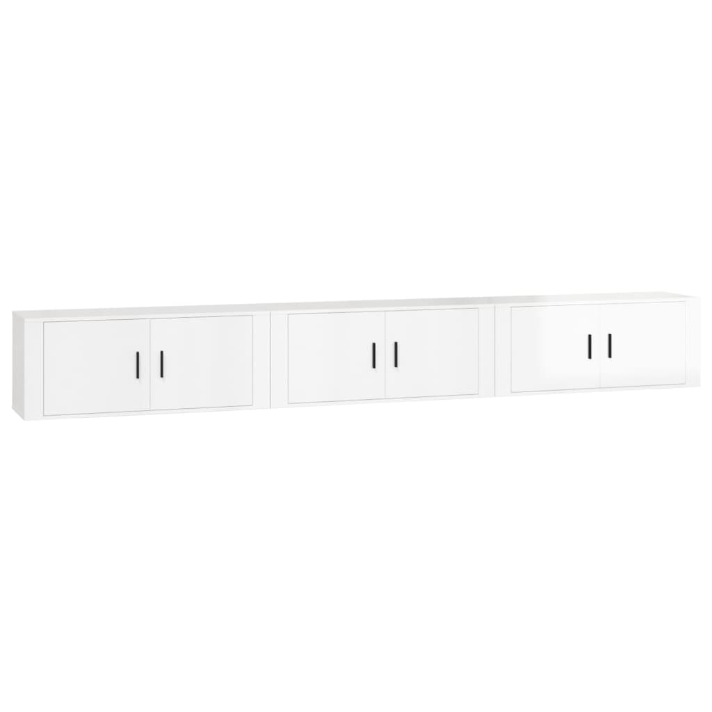 Seinäkiinnitettävät TV-kaapit 3 kpl korkeakiilto 100x34,5x40 cm - Sisustajankoti.fi