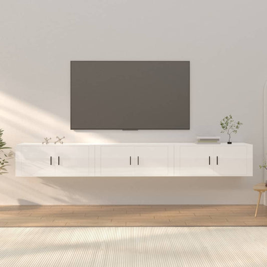Seinäkiinnitettävät TV-kaapit 3 kpl korkeakiilto 100x34,5x40 cm - Sisustajankoti.fi
