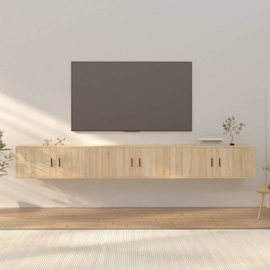 Seinäkiinnitettävät TV-kaapit 3 kpl Sonoma-tammi 100x34,5x40 cm - Sisustajankoti.fi