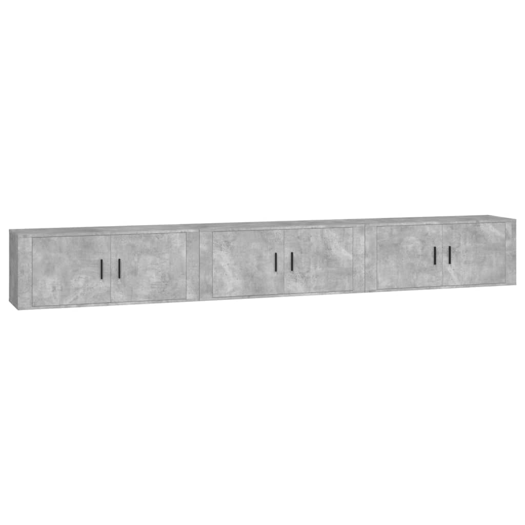 Seinäkiinnitettävät TV-kaapit 3 kpl betoninharm. 100x34,5x40 cm - Sisustajankoti.fi