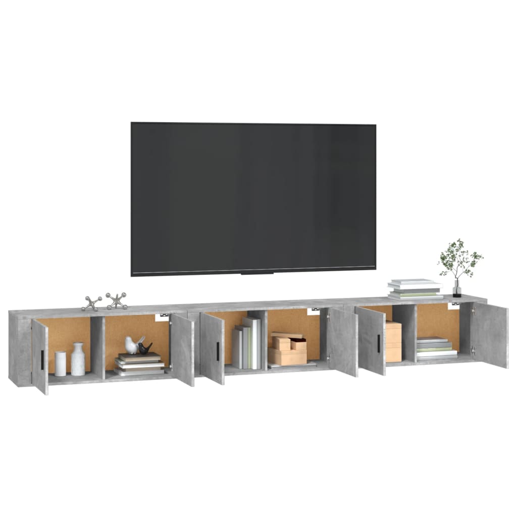 Seinäkiinnitettävät TV-kaapit 3 kpl betoninharm. 100x34,5x40 cm - Sisustajankoti.fi