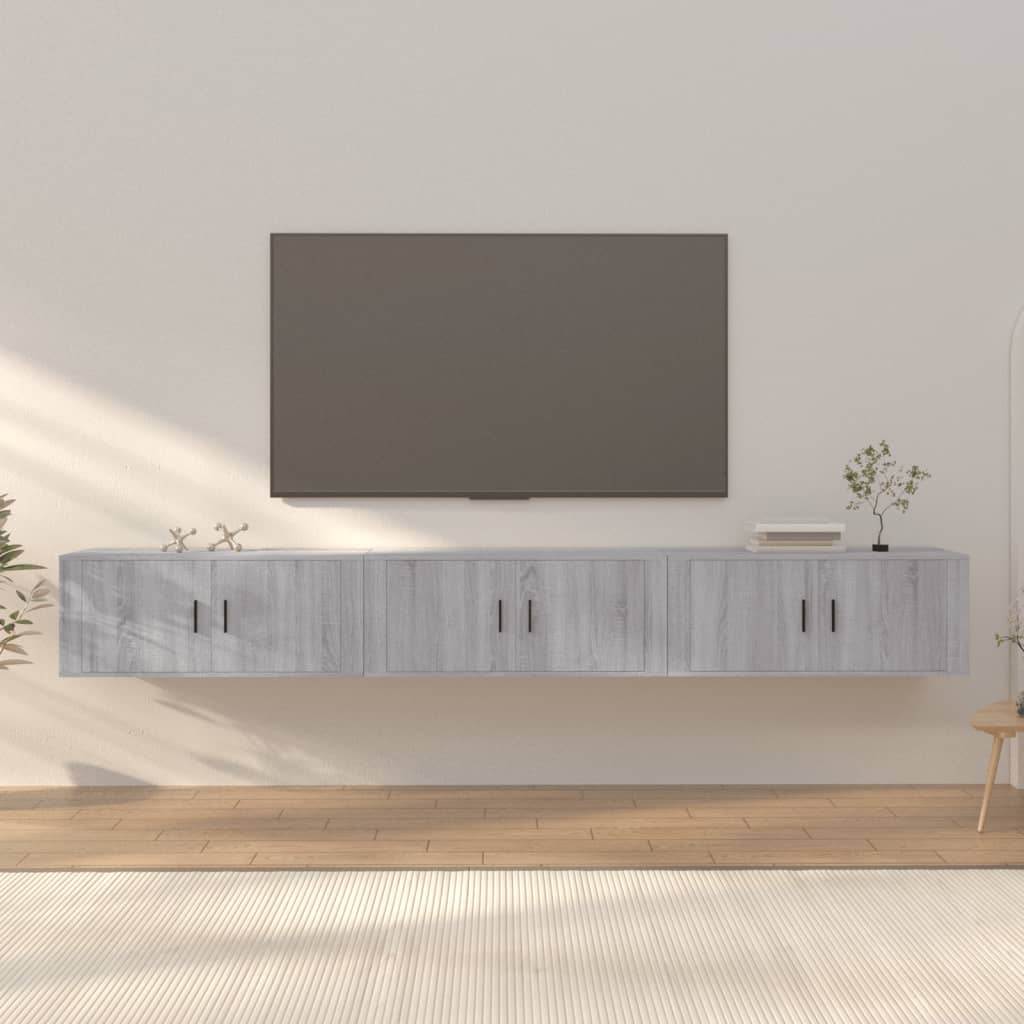 Seinäkiinnitettävät TV-kaapit 3 kpl harm. Sonoma 100x34,5x40 cm - Sisustajankoti.fi