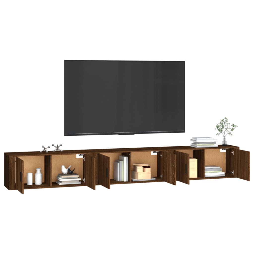 Seinäkiinnitettävät TV-kaapit 3 kpl ruskea tammi 100x34,5x40 cm - Sisustajankoti.fi