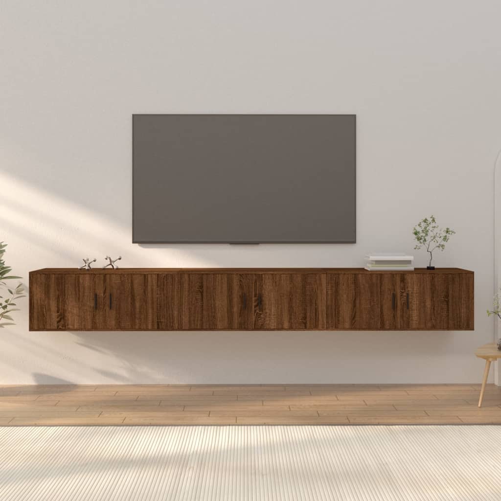 Seinäkiinnitettävät TV-kaapit 3 kpl ruskea tammi 100x34,5x40 cm - Sisustajankoti.fi