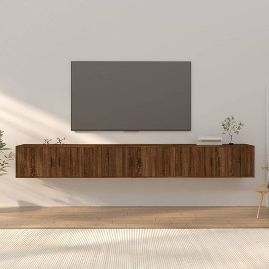 Seinäkiinnitettävät TV-kaapit 3 kpl ruskea tammi 100x34,5x40 cm - Sisustajankoti.fi