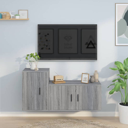2-osainen TV-kaappisarja harmaa Sonoma tekninen puu - Sisustajankoti.fi