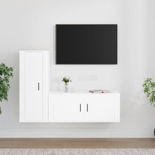 2-osainen TV-kaappisarja valkoinen tekninen puu - Sisustajankoti.fi